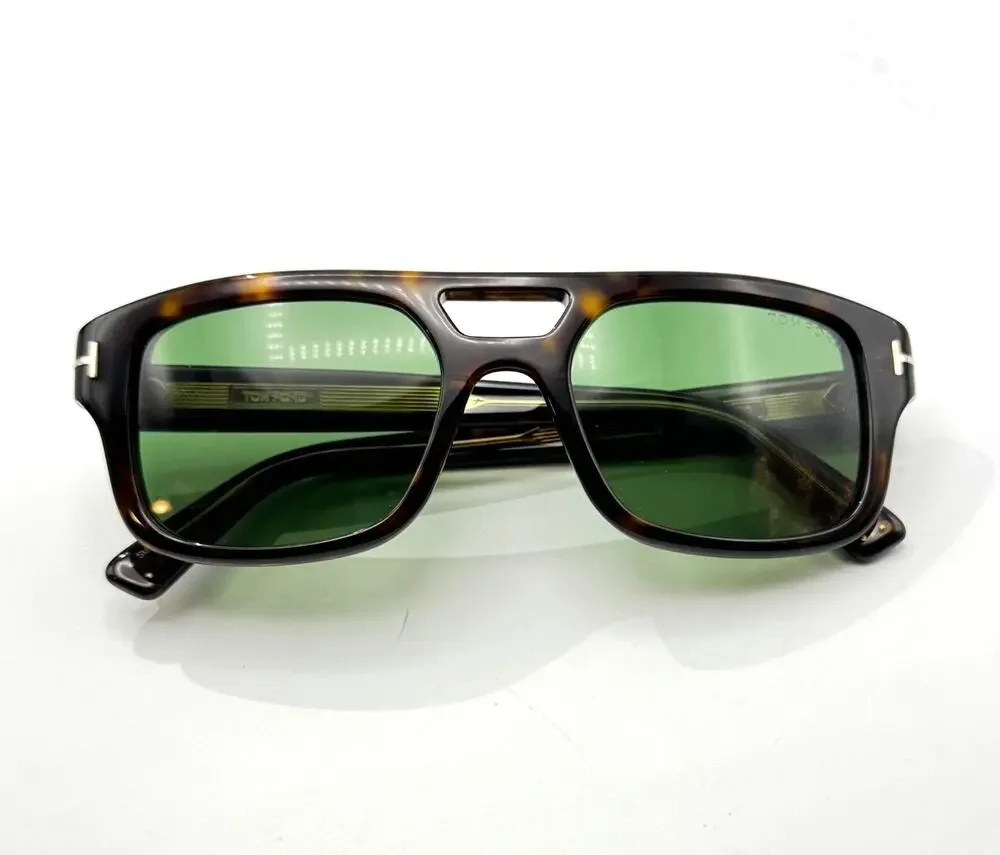 Tom Ford Sunglasses Icon TI0022 52N Havana Navigator Frame Green Lens 53-20-145